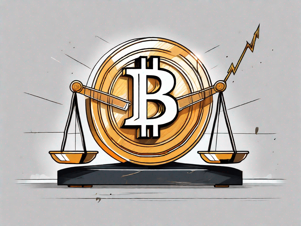 Um símbolo bitcoin atingido por um poderoso raio