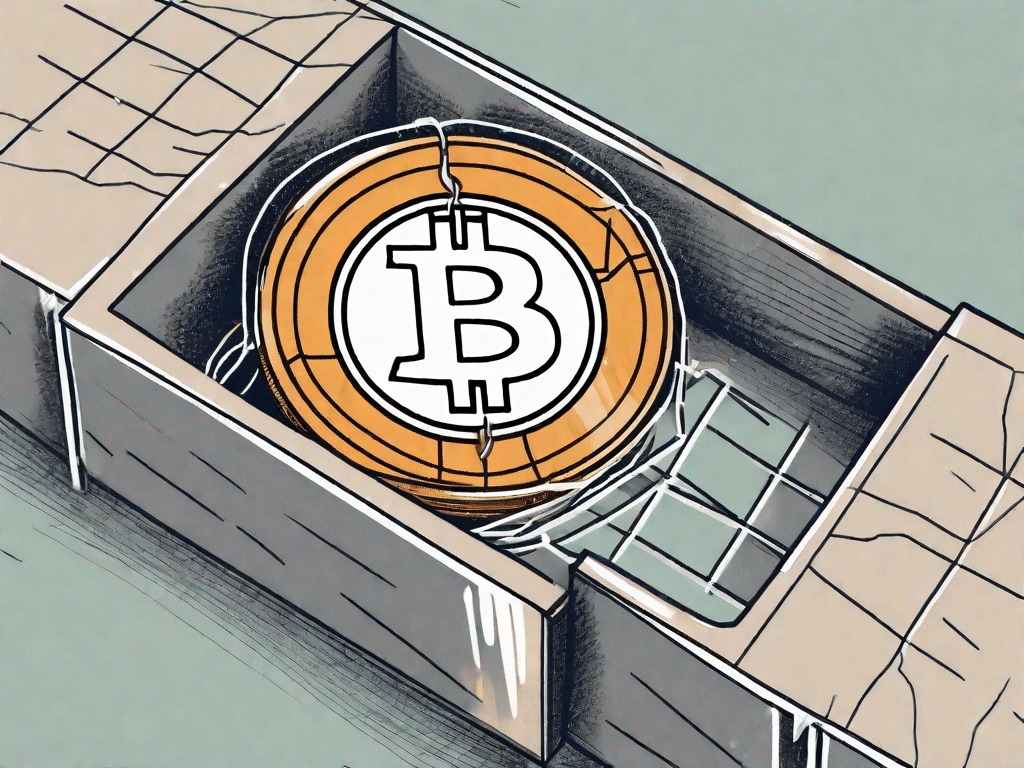 Una moneda bitcoin siendo atraída a una trampa
