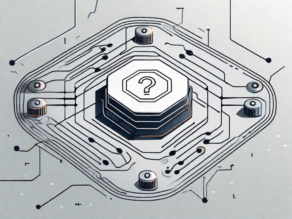 A futuristic ai chip surrounded by question marks