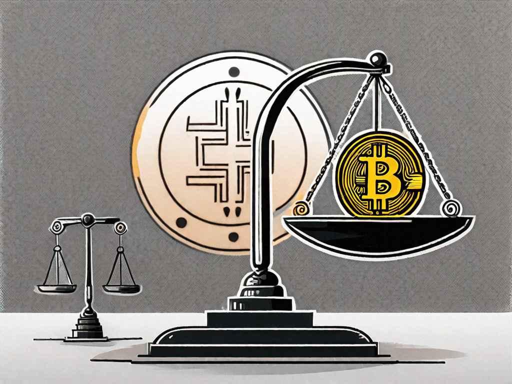 Een bitcoin-symbool op een weegschaal