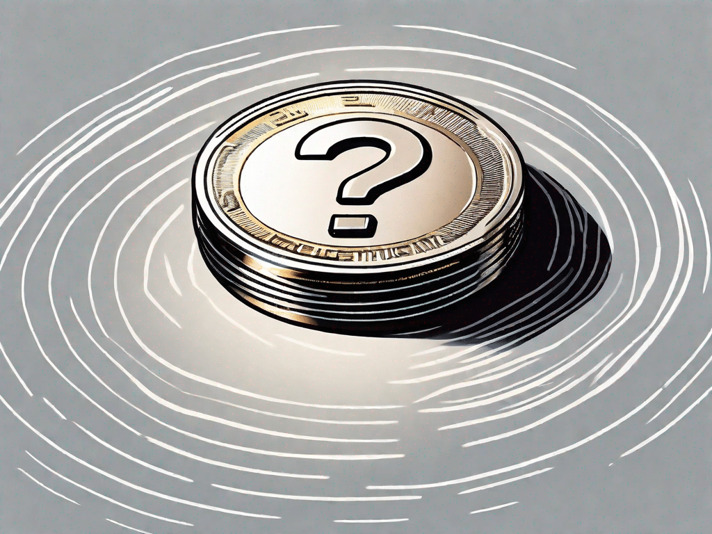 Futurystyczna moneta cyfrowa z rzuconym na nią cieniem znaku zapytania
