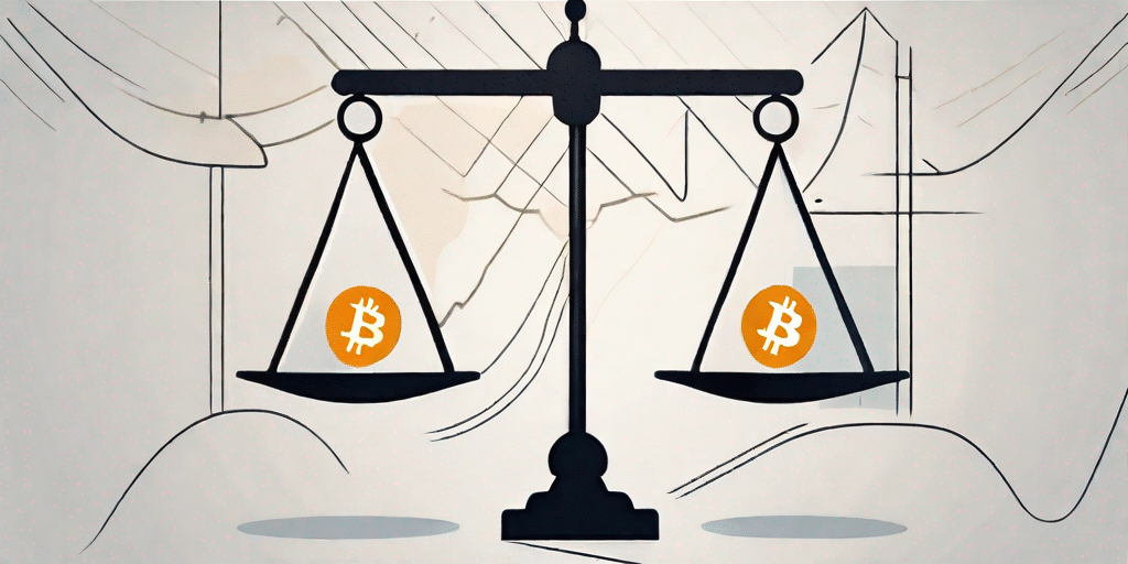 A bitcoin symbol on a balance scale