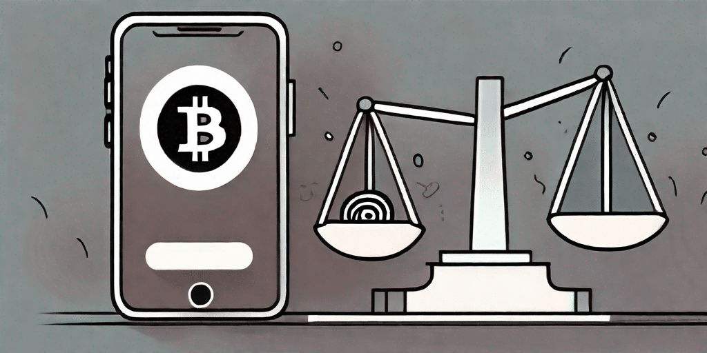 Ein digitales Smartphone mit einem Bitcoin-Symbol
